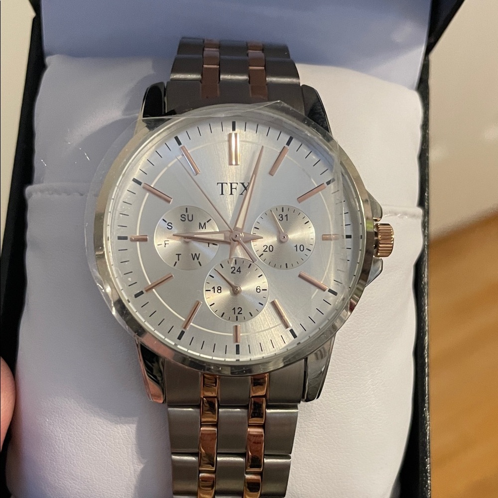 Two-Tone Silver and Rose Gold Men's Chronograph Watch